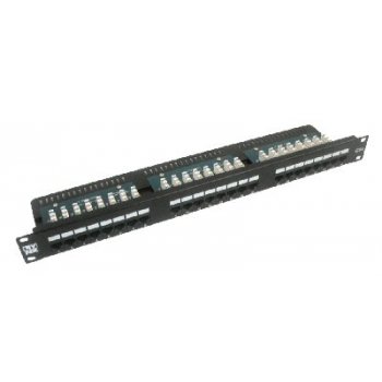 19" Patch panel LYNX 24port, UTP, Cat5E, 30µm, dvojitá svorkovnica, čierny
