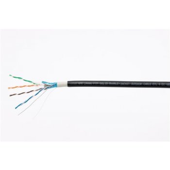 Kábel FTP LYNX Cat5E, drôt, dvojitý vonkajší PE+PVC, čierny, 305 m cievka