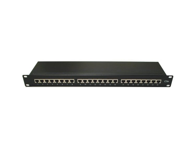 19&quot; Patch panel LYNX 24port, STP, Cat6, 30µm, dvojitá svorkovnica, čierny