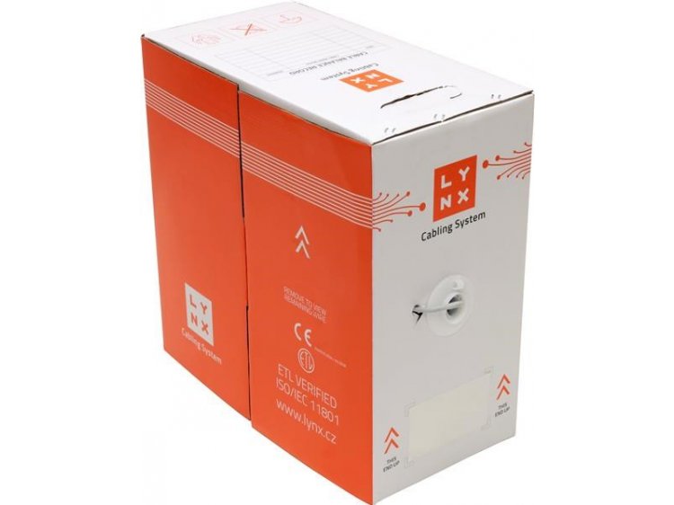 UTP kábel LYNX, Cat5E, drôt, PVC, Dca, sivý, 305 m