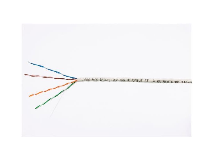 UTP kabel LYNX, Cat5E, drát, PVC, Dca, šedý, 100m